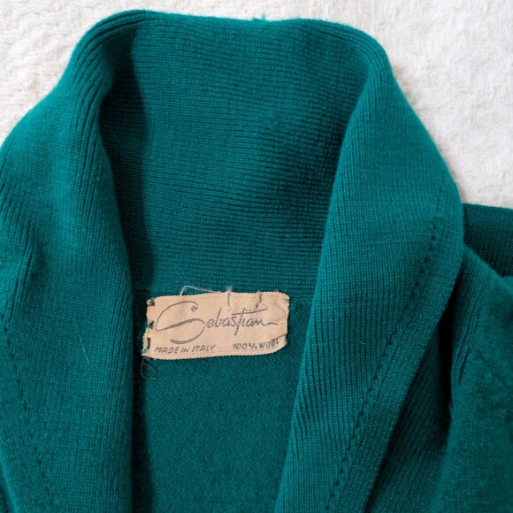 Vintage Sebastion 100% Wool Green Sweater Size Small - Picture 3 of 3